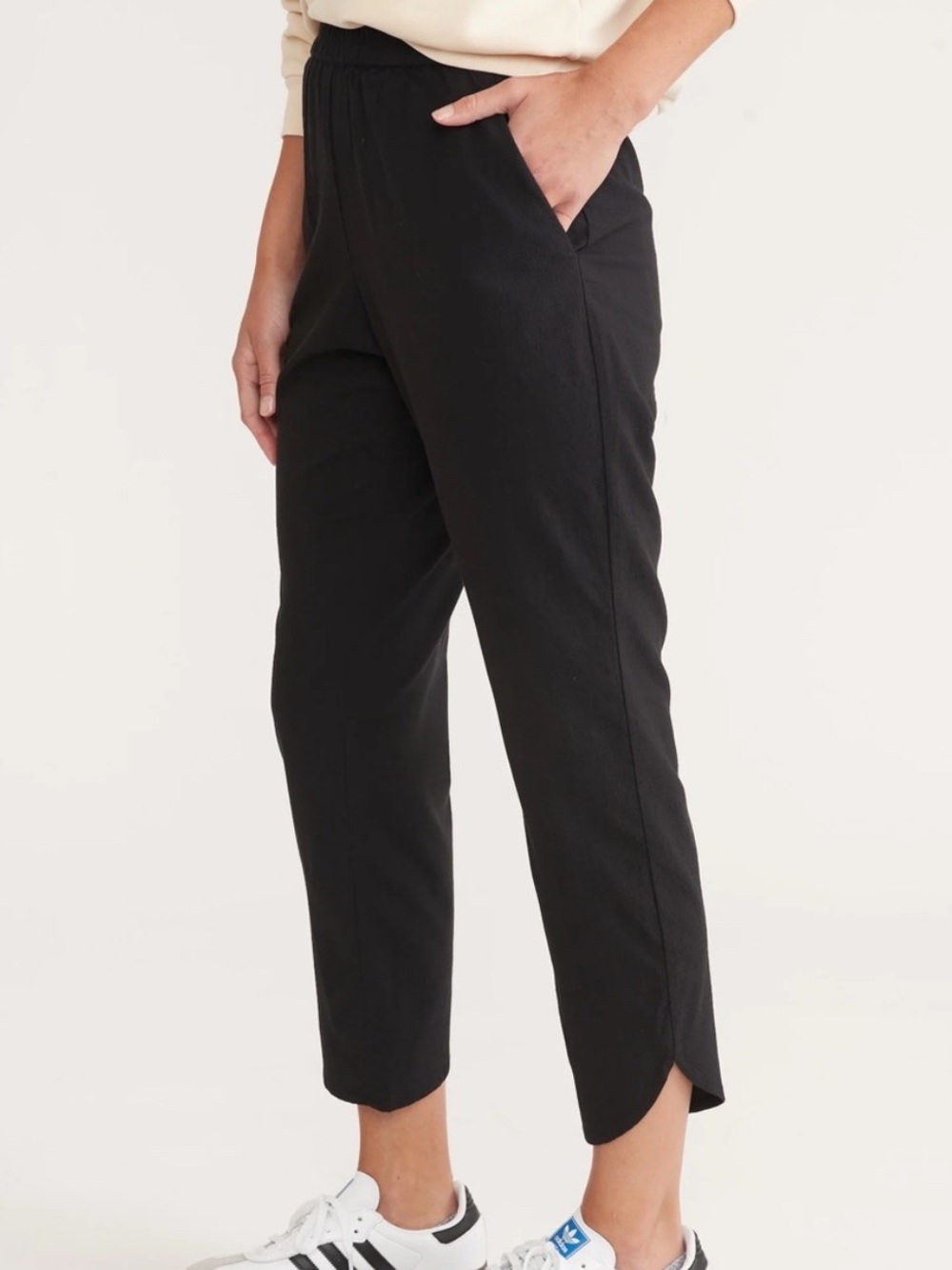 Marine Layer Allison Pant Black Elastic Waist Tulip Hem
